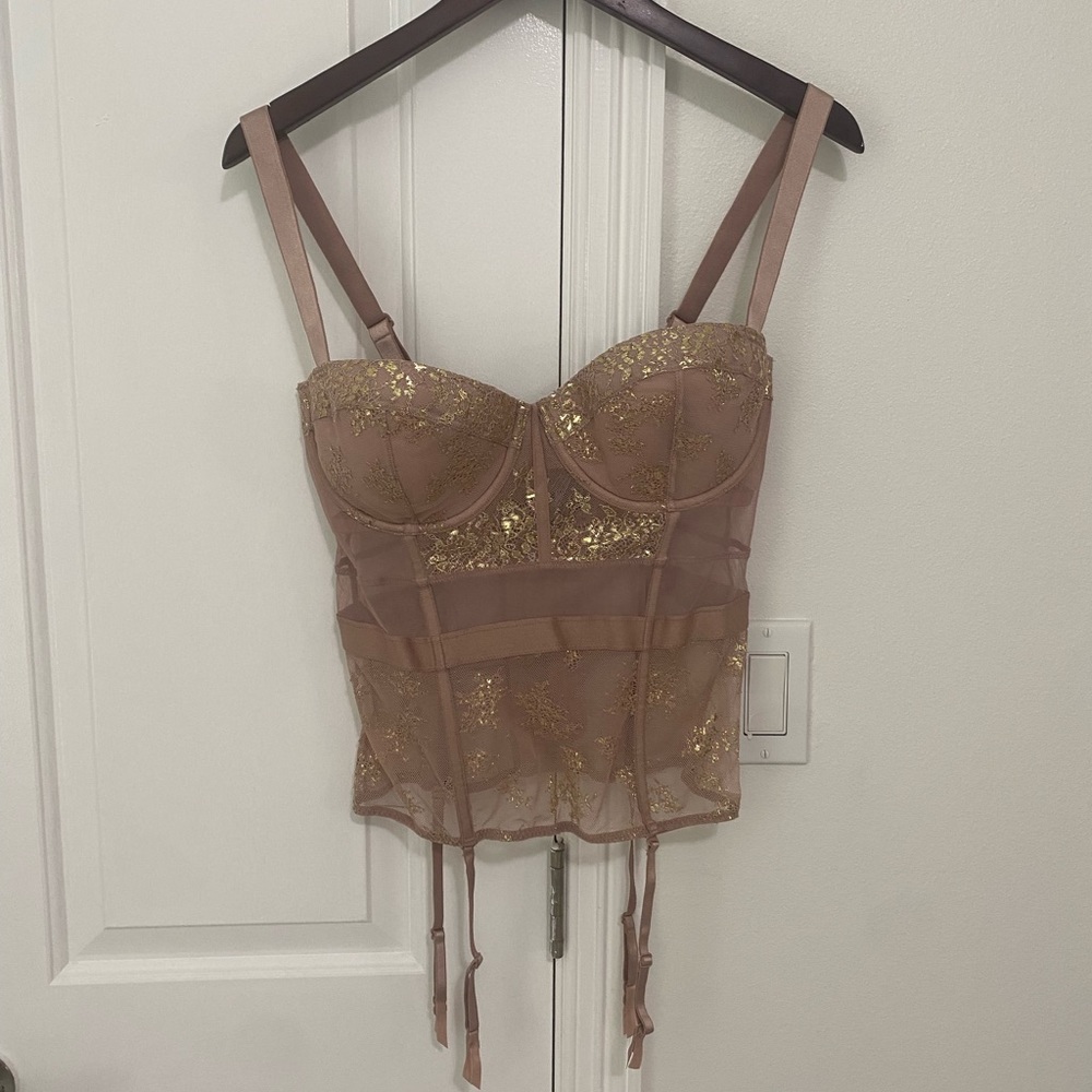 Victoria’s Secret Shine Lace Nude Lingerie 36D NWT
